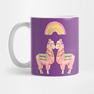 Pink Llama Lovers Kiss Mug